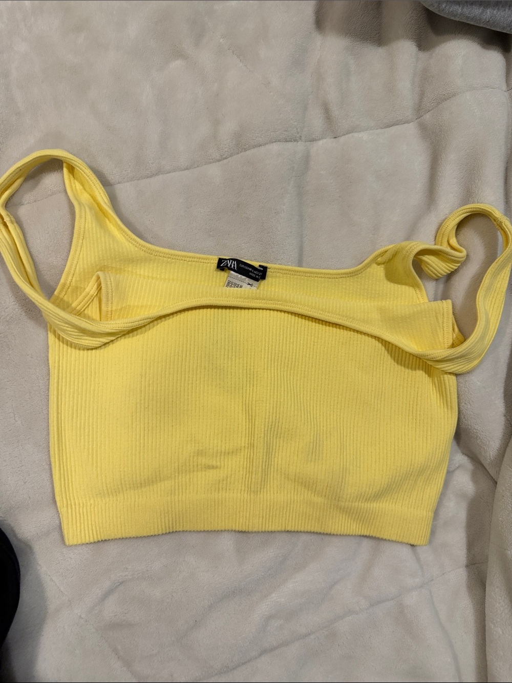 Zara Bright Yellow Ribbed Cropped Tank